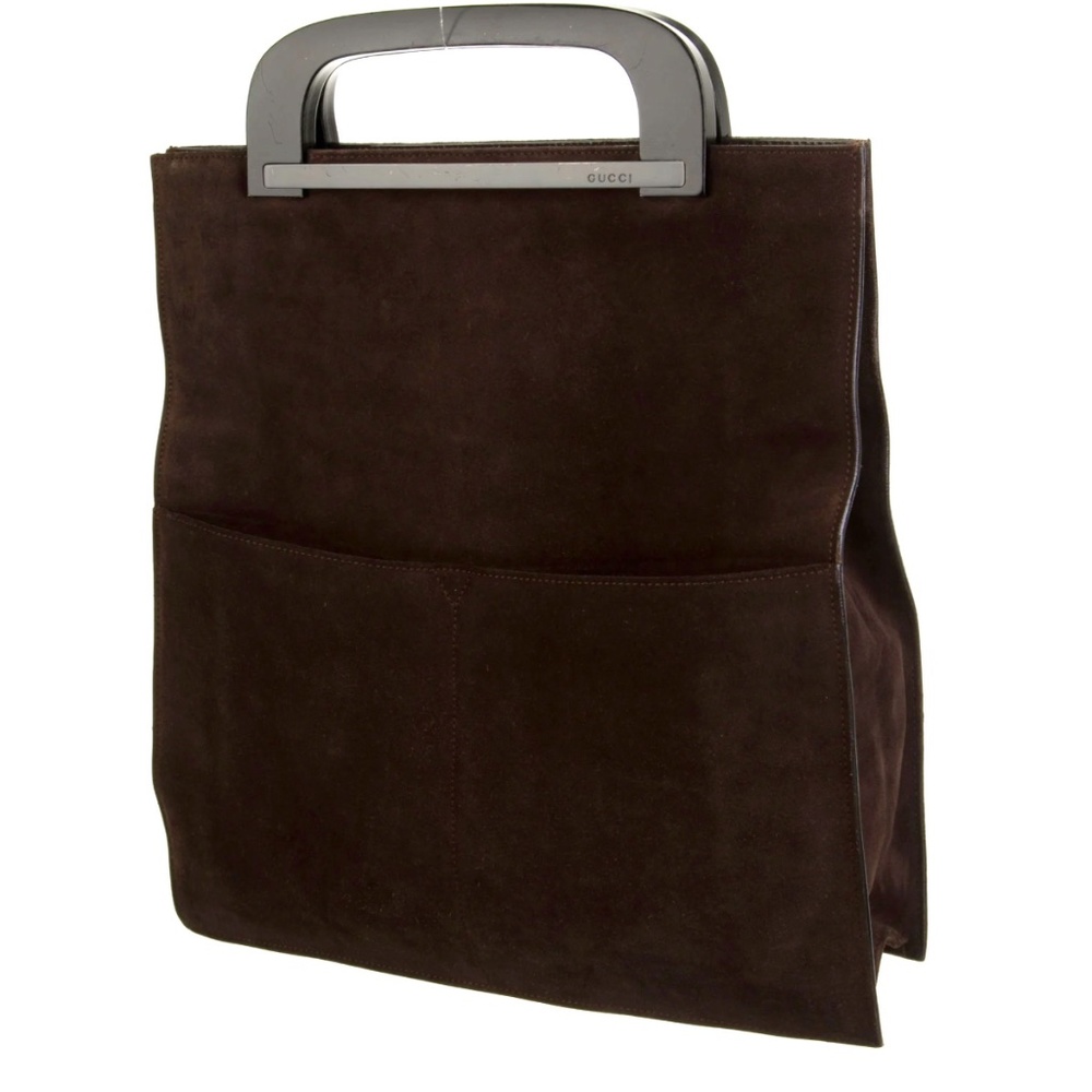 Gucci Suede Tote Bag with outside pockets